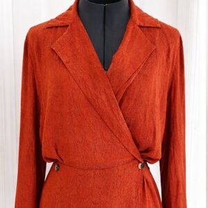 Free People Vintage Rust Wrap Dress Mini Boho Textured